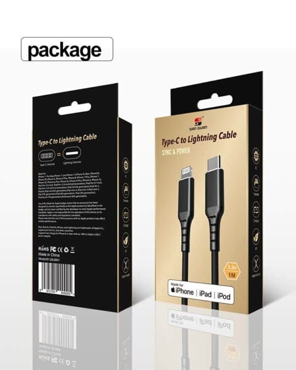 Apple MFI Certified USB C to Lightning charging cable 2M