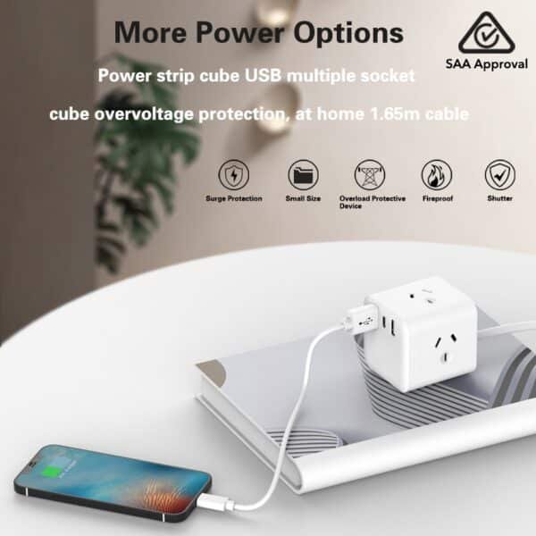 SATYAmarket 6 in 1 Cube Power Board with USB Charging Outlets