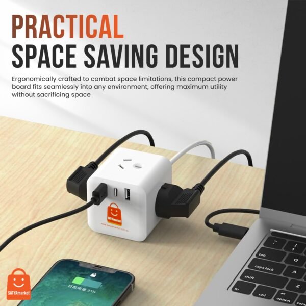 SATYAmarket 6 in 1 Cube Power Board with USB Charging Outlets