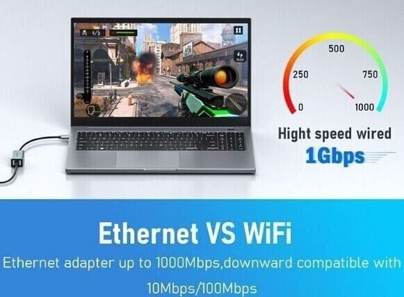 SATYAmarket USB3.1 Type C Male to RJ45 Gigabit Ethernet Converter