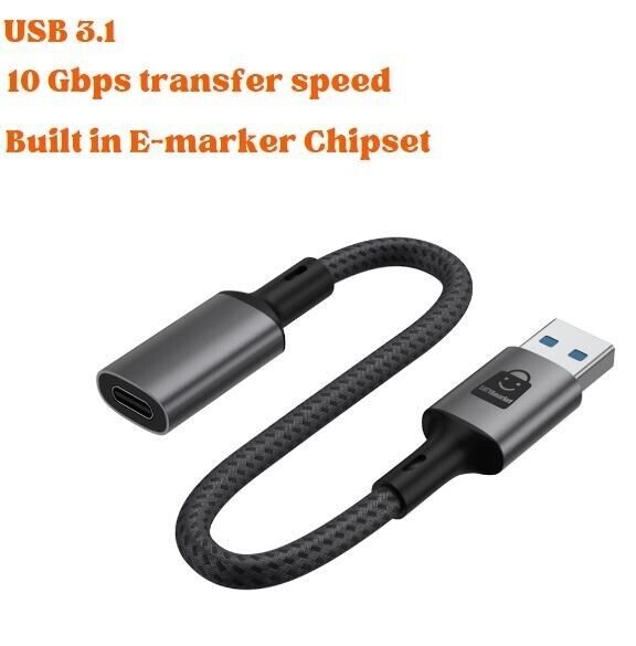 SATYAmarket USB A 3.1 Male to USB C Female Cable Adapter