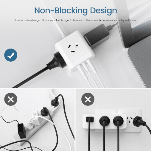 SATYAmarket 6 in 1 Cube Power Board with USB Charging Outlets