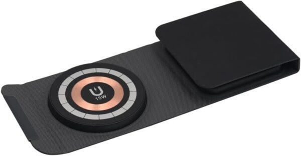 3 in 1 W-127 Wireless Fast Charging Station,15W Foldable Wireless Charger Pad Mat for Apple watch all series Iphone And Airpods, Android Smartwatch Portable charger, Strong Magnetic Attraction (Black) 1