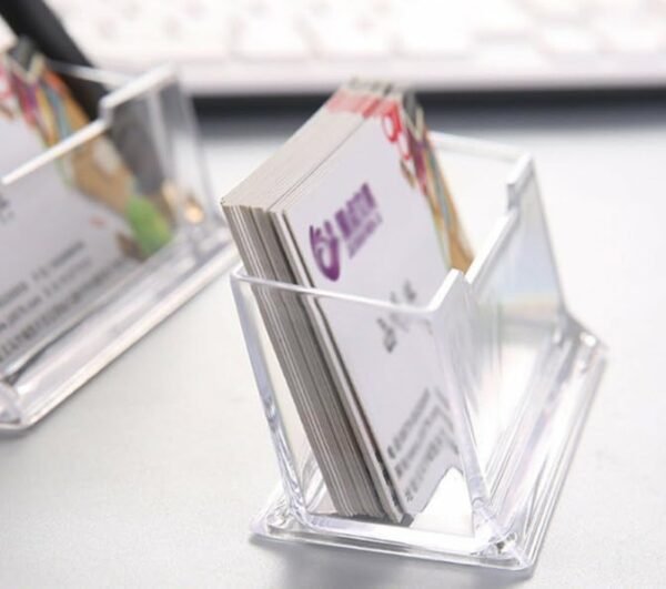 SATYAmarket 2 / 4 / 8 Pack Clear Business Card Holder, Acrylic Business Card Holder Stand for Desk, Plastic Photo Card Holder Stand for Home Office Desktop Countertop 5