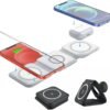 3in1 Magnetic Wireless Charger Foldable Mat Pad for Apple iPhone AirPods iWatch Android, Apple Watch All Series Android and Airpods Lightweight Portable Charger, Strong Magnetic Attraction 2