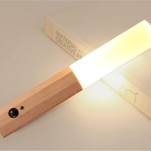 SATYAmarket Motion Sensor Night Light | Plug in Wall Smart Automatic Rechargeable Light Portable Stairway, Wooden Wall Sconce Battery Powered Cabinet Lights Sunset Lamp
