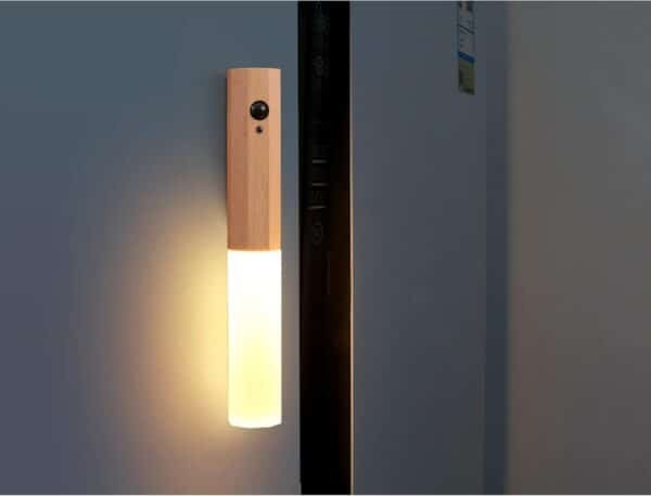SATYAmarket Motion Sensor Night Light | Plug in Wall Smart Automatic Rechargeable Light Portable Stairway, Wooden Wall Sconce Battery Powered Cabinet Lights Sunset Lamp 3