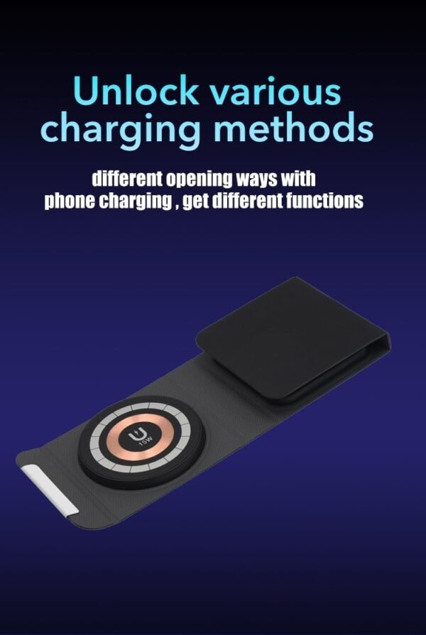 3 in 1 W-127 Wireless Fast Charging Station,15W Foldable Wireless Charger Pad Mat for Apple watch all series Iphone And Airpods, Android Smartwatch Portable charger, Strong Magnetic Attraction (Black) 5
