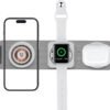 3 in 1 W-127 Wireless Fast Charging Station,15W Foldable Wireless Charger Pad Mat for Apple Watch All Series iPhone and Airpods Android Smartwatch Portable Charger, Strong Magnetic Attraction (White) 4