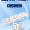 3in1 Magnetic Wireless Charger Foldable Mat Pad for Apple iPhone AirPods iWatch Android, Apple Watch All Series Android and Airpods Lightweight Portable Charger, Strong Magnetic Attraction 6