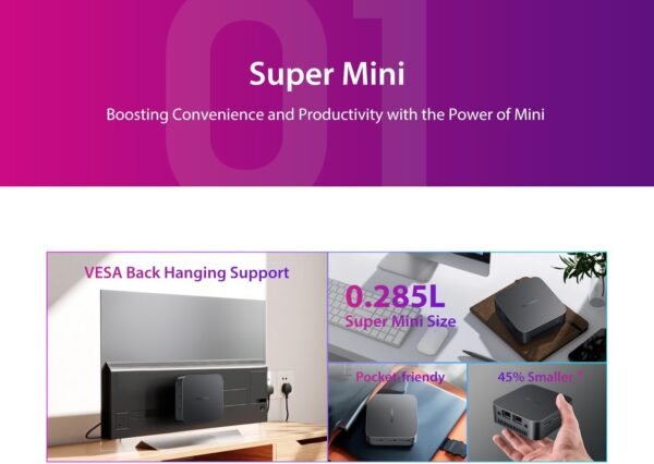 MP80 Mini PC Intel 12th Gen Alder Lake N97 Processor (up to 3.60 GHz) 16GB RAM, 1TB M.2 ROM Portable Mini Desktop Computer, Intel® UHD Graphics, 6M Cache, 3 HDMI/WiFi/BT 4.2/RJ45 7