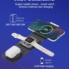 3 in 1 W-127 Wireless Fast Charging Station,15W Foldable Wireless Charger Pad Mat for Apple watch all series Iphone And Airpods, Android Smartwatch Portable charger, Strong Magnetic Attraction (Black) 8