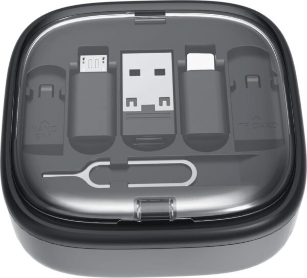 SATYAmarket Multifunctional 8 in 1 Storage Set Box with 60W Fast Charging Cable -1M, Lighting Adapter, USB-A and Type-C to Type C/Micro/Lighting, Data Transfer, Sim/Card Storage, Phone Holder 5