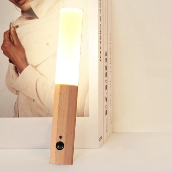 SATYAmarket Motion Sensor Night Light | Plug in Wall Smart Automatic Rechargeable Light Portable Stairway, Wooden Wall Sconce Battery Powered Cabinet Lights Sunset Lamp 2