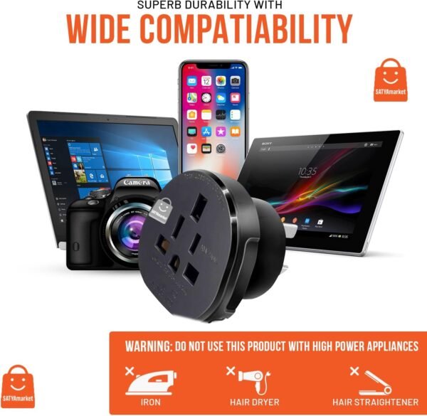 SATYAmarket SAA Certified UK,USA,CA to AU,NZ Adapter Plug, Insulated Pins International Power Adapter China Socket, Australia, New Zealand Travel Power Plug, Black