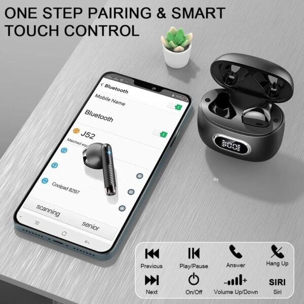 HE-050 Wireless Earbuds Bluetooth 5.3 Headphones Stereo Deep Bass Earbud Earphone with 40hrs Playtime Earphones Earbuds 5