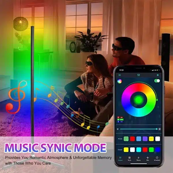SATYAmarket LED Floor Lamp, Smart RGB Corner Light with App and Remote Control 2