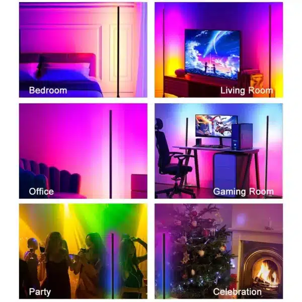 SATYAmarket LED Floor Lamp, Smart RGB Corner Light with App and Remote Control 5