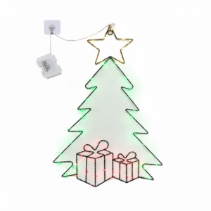 SATYAmarket Christmas Tree Metal Star – Festival LED Lights, Battery Operated, 8 Modes, Indoor and Outdoor Decoration