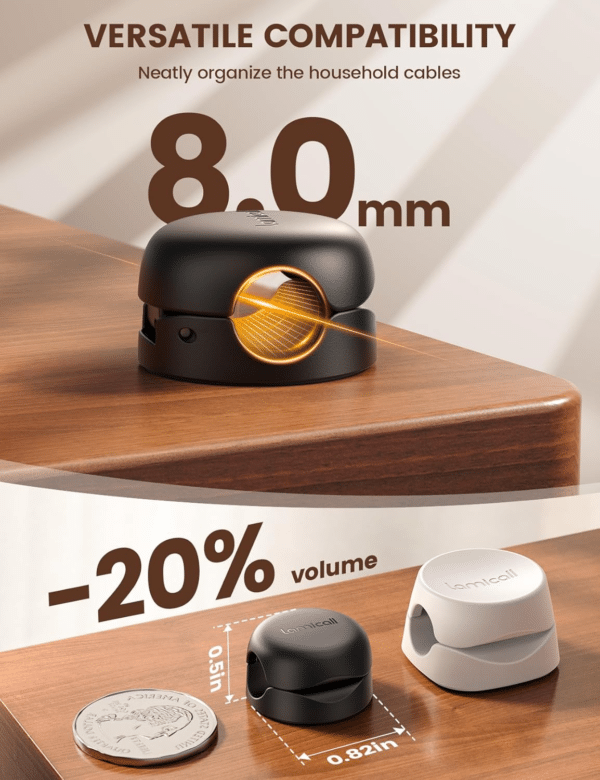 6-Pack Cable Clips – Spring Cord Organizers for Desk, Nightstand, and Car – Adhesive Wire Holders with 8mm Slots