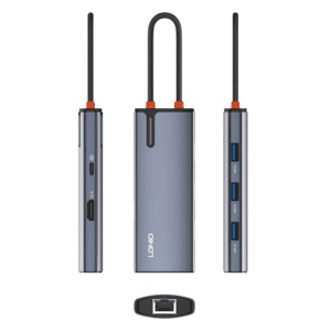 LDNIO DS-16H 6-in-1 USB-C Hub Docking Station – Type-C to HDMI 4K, PD 100W, USB 3.0 x3, RJ45 Ethernet