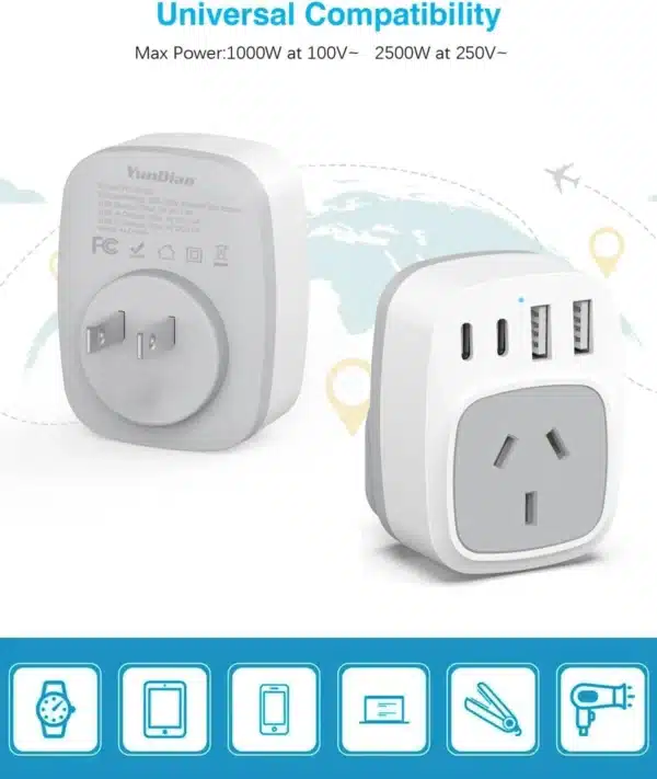 Travel Adapter, AU to Japan Power Plug for Japan,Philippines,Canada,Mexico,China