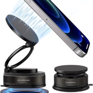 2025 Car Phone Holder, 24 N55 Magnets & Vacuum Suction, 360° Adjustable One-Handed Operation, Fits Iphone 16/15/14/13/12, Google Pixel, All Car Accessories (Black) (N55)