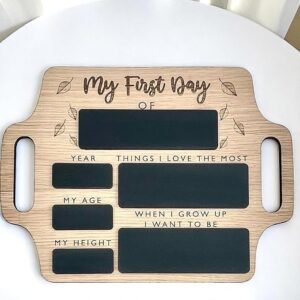 Double-Sided First Day of School Sign Board, 12 × 10 Inches Back to School Sign, Reusable Color Painting First and Last Day of Preschool Board, Washable Chalkboard for Kindergarten