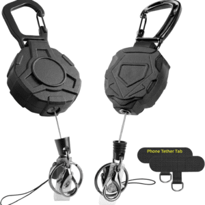 2 Packs ID Card Holder Heavy Duty,Zinc Alloy Carabiner Keychain Retractable with Phone Lanyard anti Theft for Office Staff, Medical Personnel, Teachers and School Staff, Factory Personnel, Etc